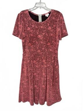 LulaRoe Pink Floral Short Sleeve Dress with Back Zipper